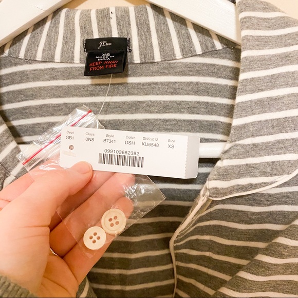 NWT J. Crew Cotton Striped Pajama Button Top - Picture 4 of 5